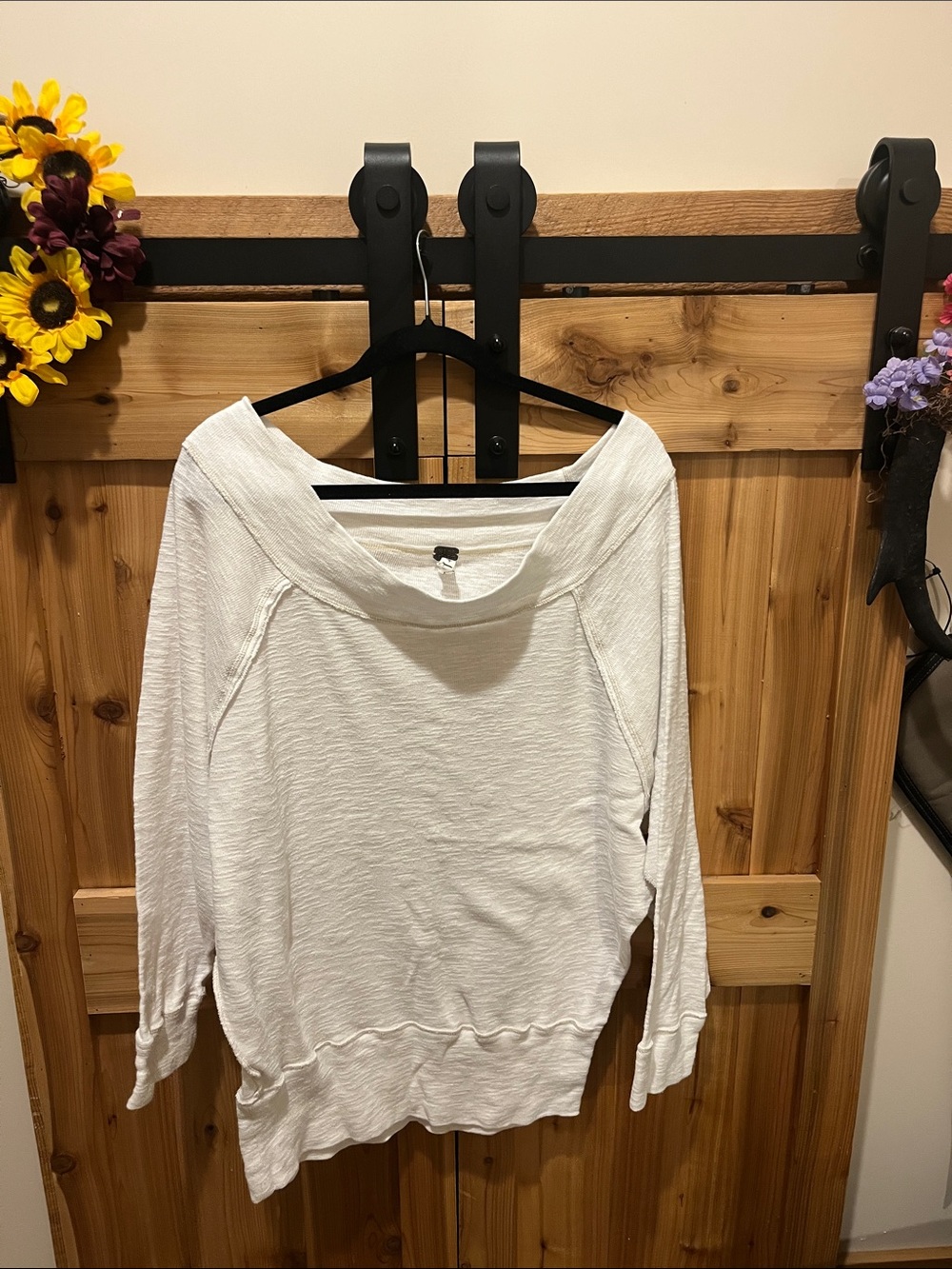 We The Free Off-White Boatneck Textured Sweatshirt